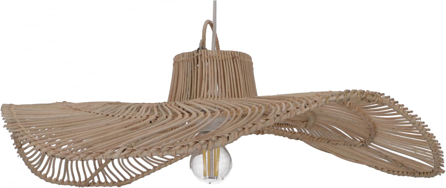 GURU SHOP Deckenlampe handgemacht aus Rattan, modern, Bali, Galanga | Schöne Hutform, geflochtenes Design, zaubert Schattenmuster, natürliche Materialien, ideal für Wohnräume.