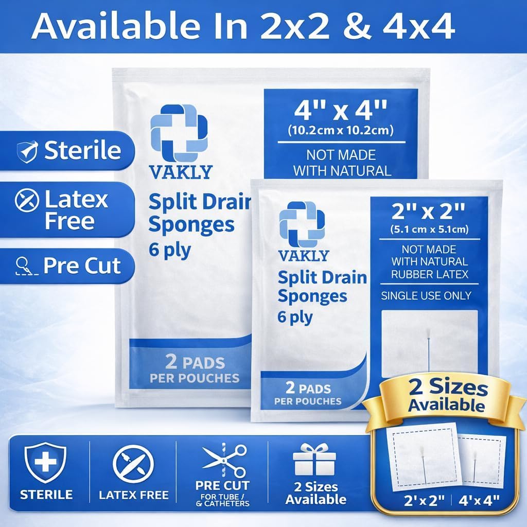 Esponja de drenaje dividido de gasa 2 x 2 estériles de 6 capas [paquete de 140] vendaje absorbente precortado de 2 x 2 pulgadas no tejido para traqueotomía intravenosa - 2 cajas de 35 paquetes de 2