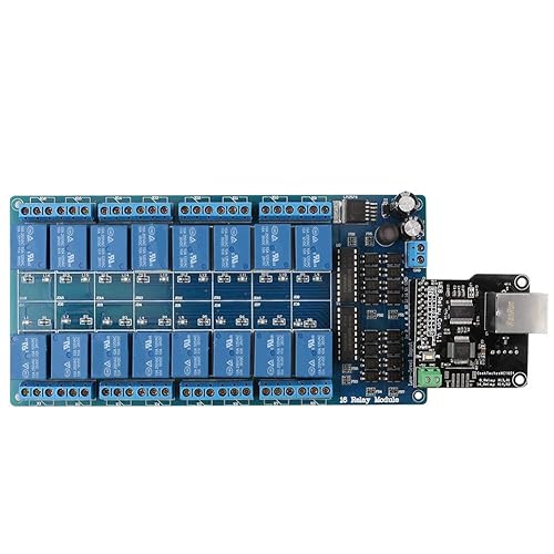 Controlador Ethernet Servidor web de red + módulo de relé de 16 canales con interfaz RJ45 para controlar luces y refrigerador