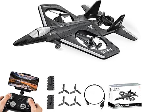 XIAOKEKE Avión de control remoto avión de control remoto luz LED de control remoto planeador listo para volar avión anticolisión simulación avión de