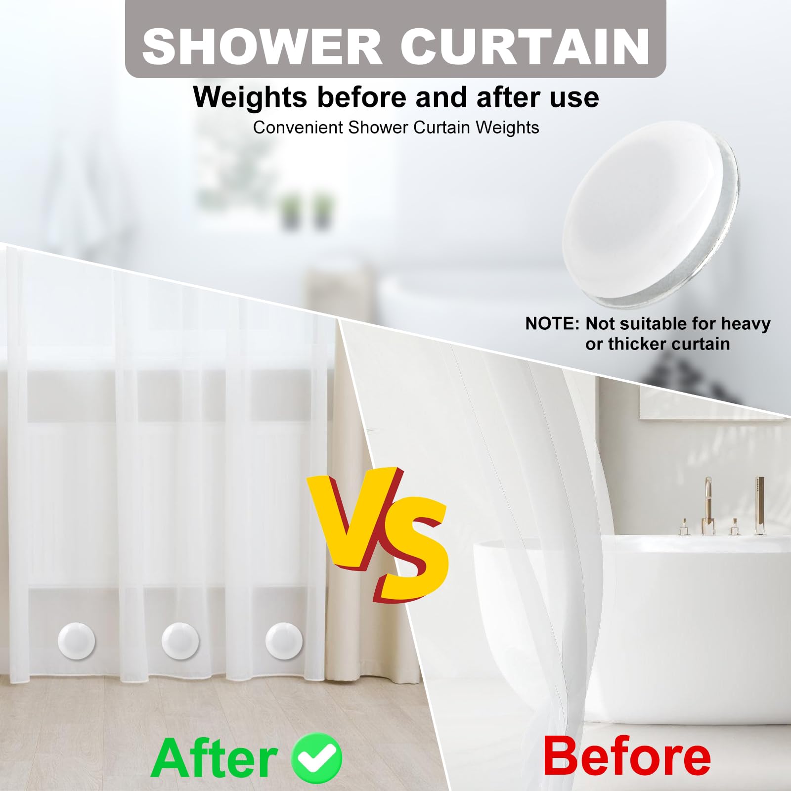 Magnetic Shower Curtain Weights - Keep Curtain Secure -4