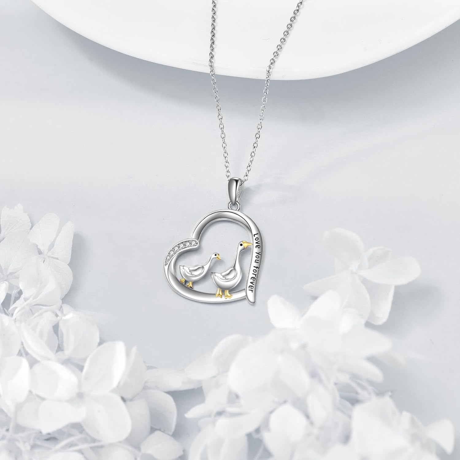 CRMAD Goose Necklace Sterling Silver Goose Pendant Necklace Goose Jewelry Gifts for Women
