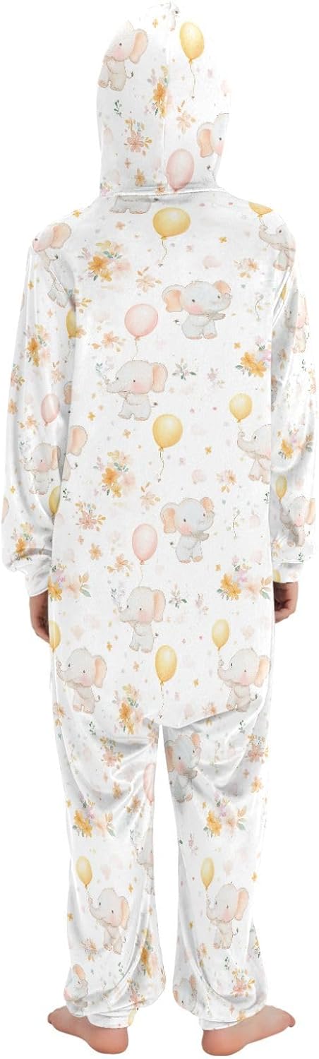 Unisex Onesie Soft Cozy Hooded Loungewear Sleepwear for Parties Sleepovers 4-14Y