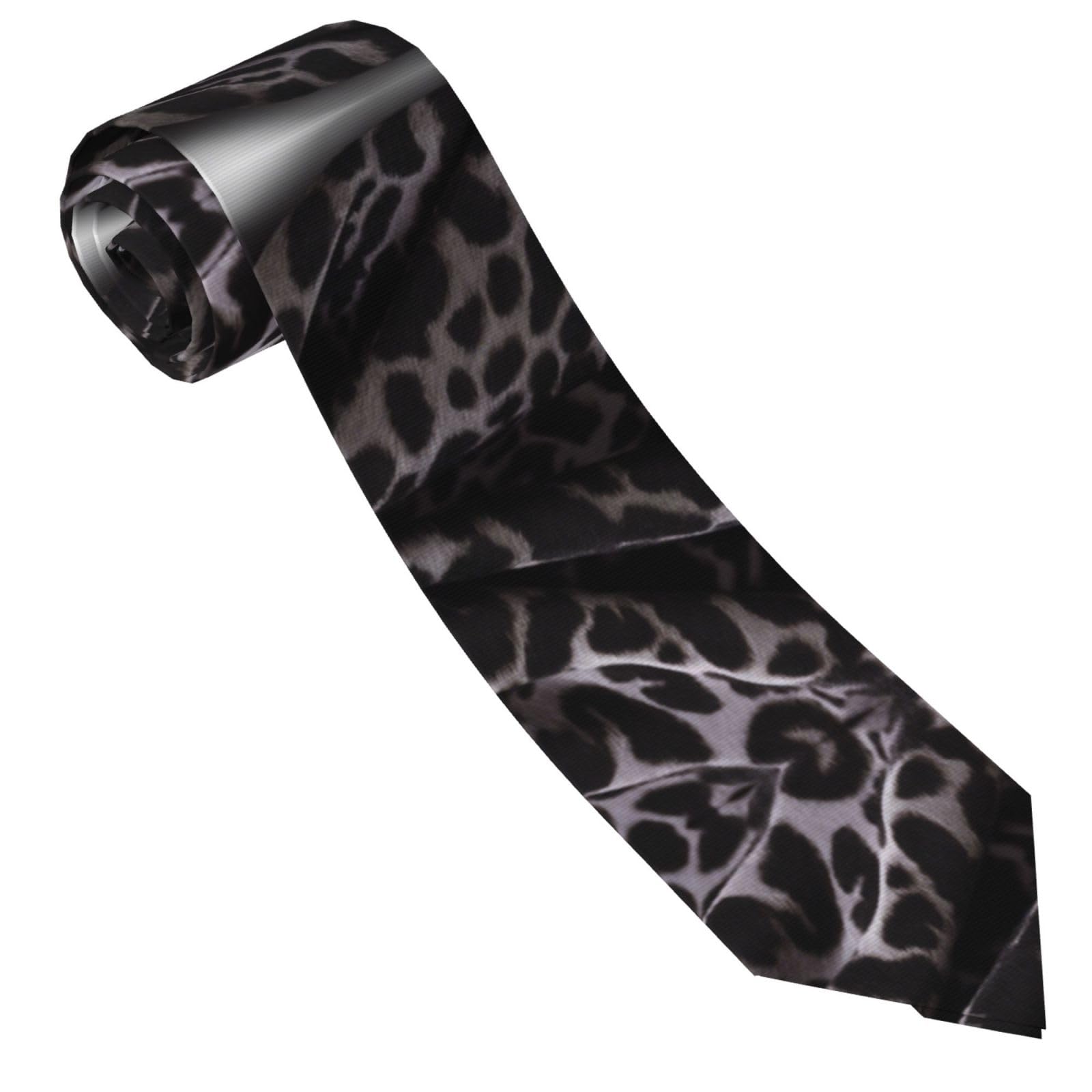 Ezdlowvba Men's Black Leopard Pattern Print Necktie Fashionable Necktie Necktie Business,Adjustable Neck Tie For Wedding Party Meeting Outfit