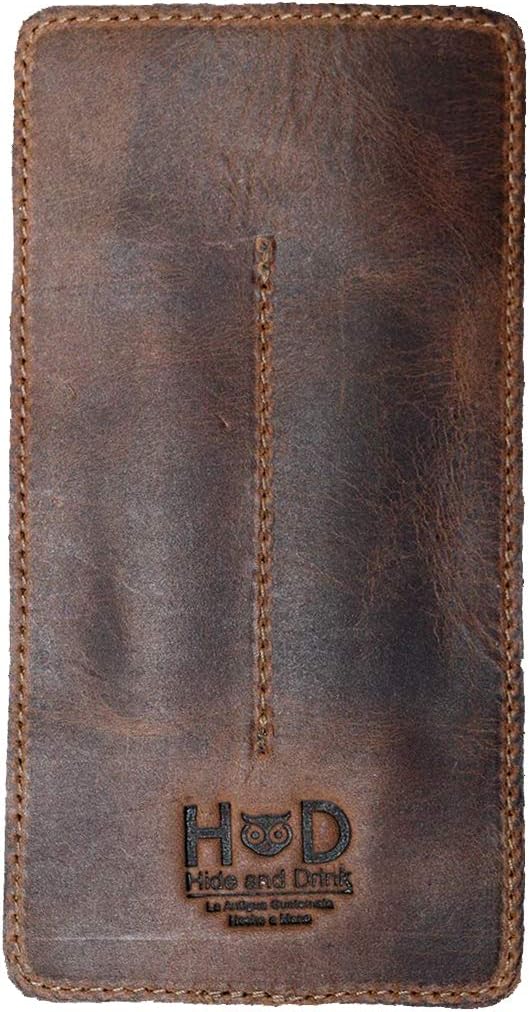 Hide & Drink, Leather Double Pen Holder/Office Essentials/Pencil Sleeve/Pouch/Case, Handmade, Bourbon Brown