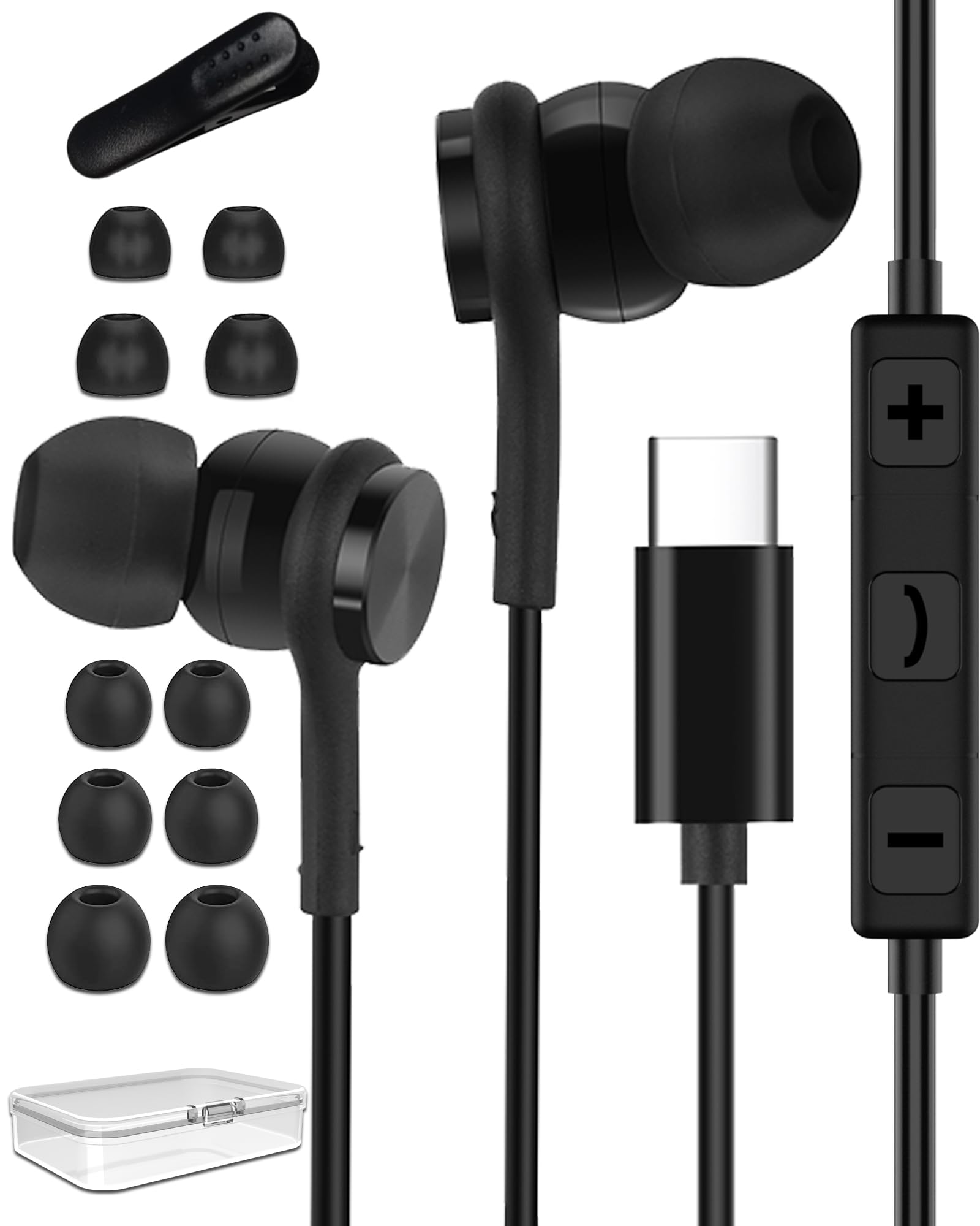 USB C Kopfhörer für Samsung Galaxy S26 S25 S24 S23 S22 Ultra A56 A55 iPhone17 16 15 Pro Max, Magnetic in Ear Typ C Ohrhörer Anschluss mit Kabel und Mikrofon für Huawei, Google Pixel, Xiaomi, Oneplus