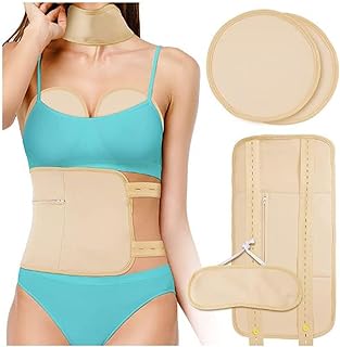 Castor Oil Pack Wrap, 4Pack Reusable Organic Castor Oil Packs Kit for Liver Detox, Waist, Thyroid Neck and Constipation with Adjustable Elastic Strap Flannel Cotton Anti Oil Leak (Khaki)