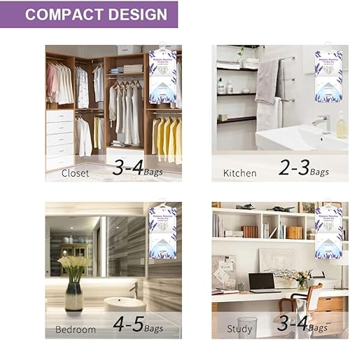 Miniatura 7 de CANAGER Absorbedor de humedad, paquete de 12, bolsa de humedad colgante de vainilla lavanda, deshumidificadores y desodorantes para el hogar, el