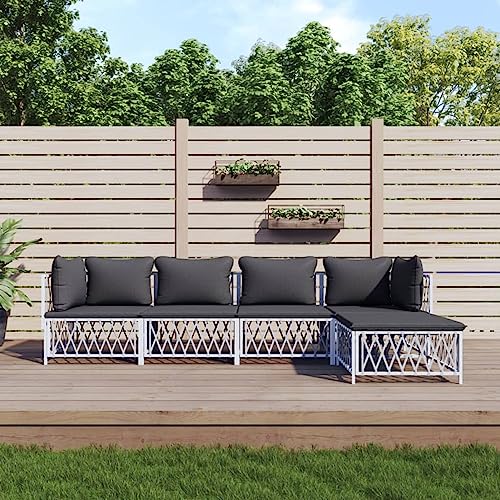 Salon de jardin avec coussins blanc Tectake pour petits espaces - 2