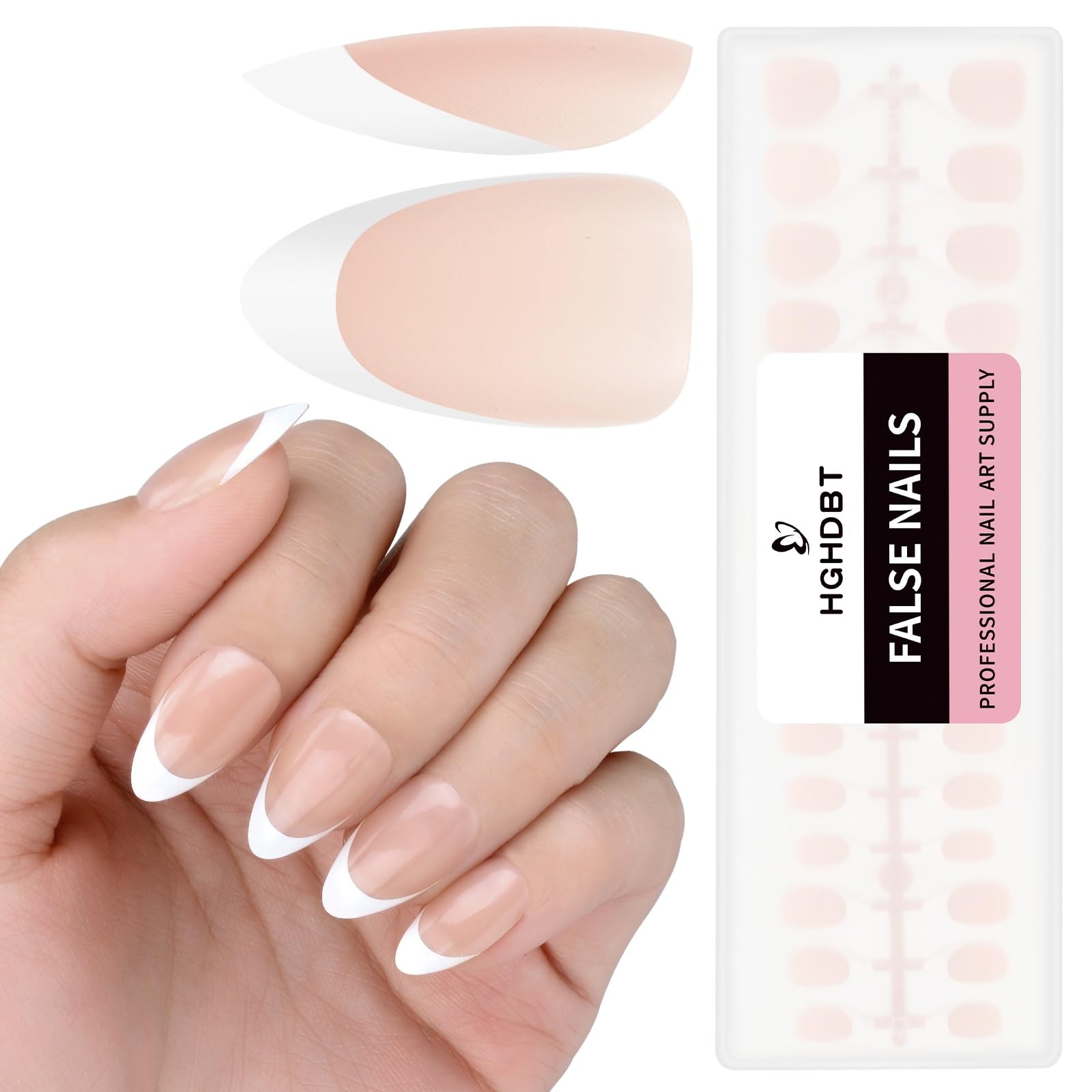 French Gel Nail Tips - 240PCS Brown Short Almond Press on Nails, MULTI-COAT Premade Primer & Base Coat, No Need to File Fake Nails for Nail Art DIY