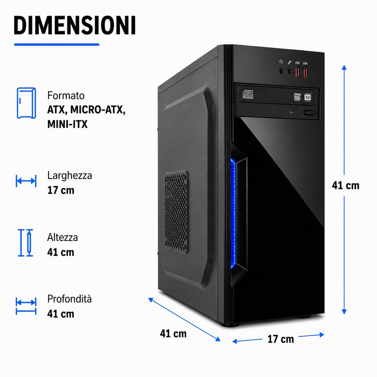 PC Fisso Completo - Computer Desktop i7-4790 • RAM 32GB • SSD 1TB (512 SSD + 512HDD) • Grafica Integrata HD 430 • Wi-Fi • Masterizzatore DVD • HDMI • USB 3.0 • Windows 11 Pro • Office 365.