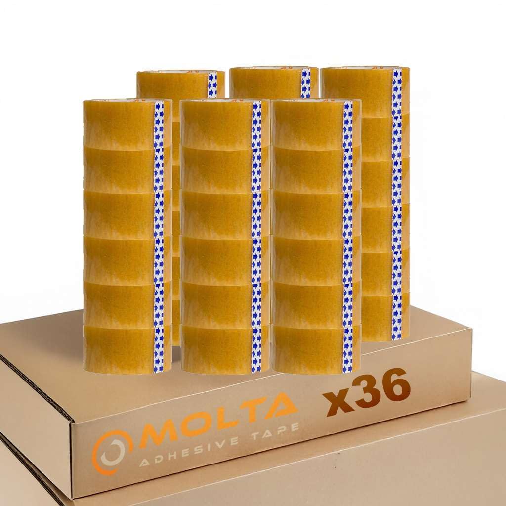 MOLTA Solventa przezroczysta taśma do pakowania 48 mm x 120 m | taśma kartonowa | taśma do pakowania paczek i kartonów – 36 rolek | syntetyczny rubber