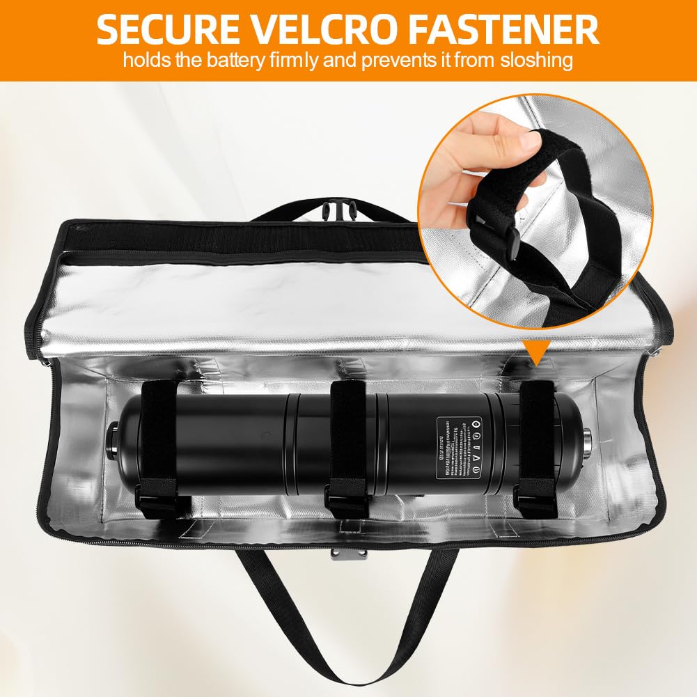 E-Bike Bolsa para Batería, 1PC Bolsa Lipo a Prueba de Explosiones Ignífuga, Resistente al Agua, Resistente al Fuego Hasta 1200 °C, Gran Capacidad, Almacenamiento Plegable(49 x 15 x 15 cm)