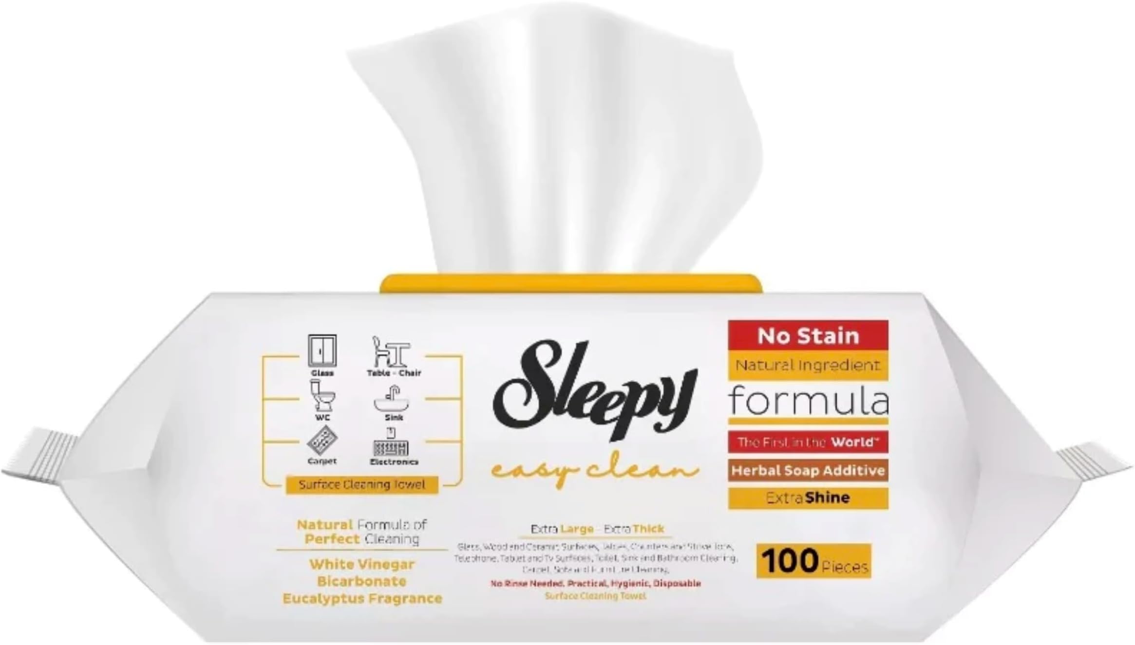 Easy Clean Multi-Surface Cleaning Wipes, 100 Sheets Herbal Soap & Eucalyptus Fragrance