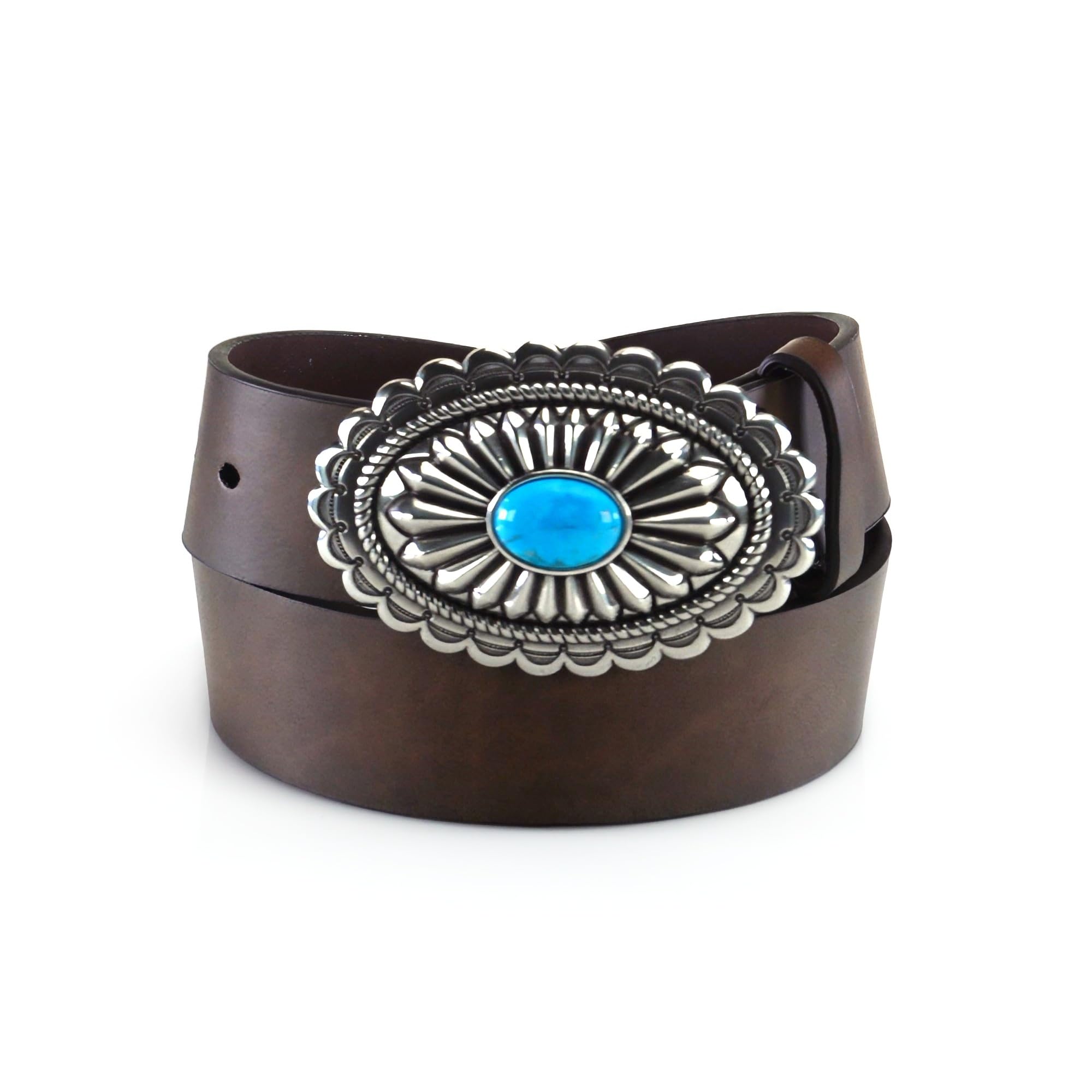 ARIAT Women's Oval Concho Buckle Belt, Brown, MD (34" Waist)