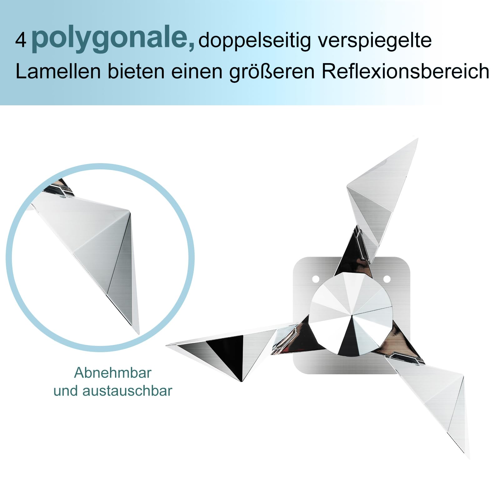 OFFO Taubenabwehr, Vogelabwehr Windspiel Specht Abwehr, 360° Reflexion, mit Aluminium-Basis, Vogelschreck Vogelabwehr, Specht Abwehr Fassade,1Stück.