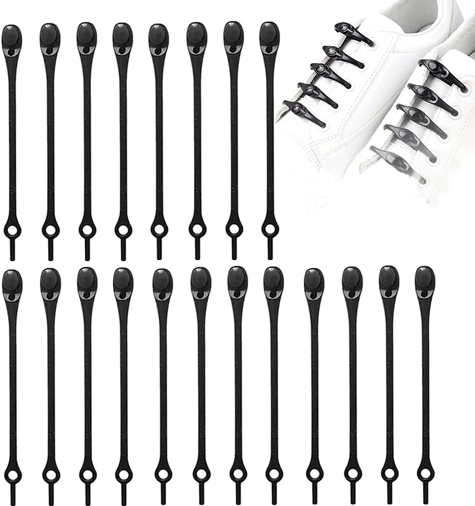 Lazy Elastic Shoe Laces, Pure Colors Durable Silicone Elastic No-Tie Shoelaces for Adults and kids, Waterproof Wash-free Shoe Laces for Sneakers Running, Boot, Board and Casual Shoe 20Pcs