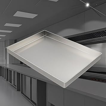 304 Stainless Steel AC Drip Pan with Drain 5cm Deep Leak Proof Tray for Window Outdoor Units Extra Large Condensate Collector Plant Pot Saucer50x60cm20x24in