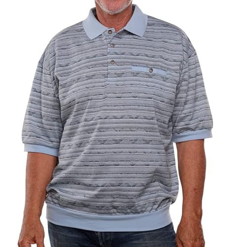 Palmland Classics Chest Pocket Short Sleeve Banded Bottom Polo Shirt Light Blue