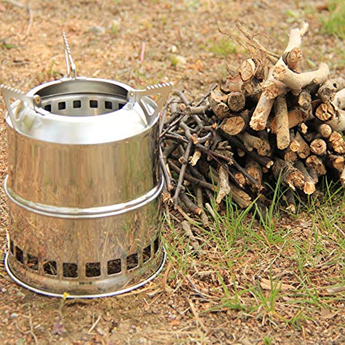 Picnic Burner, Andoer Queimador de madeira de acampamento dobrável de aço inoxidável queimador de co