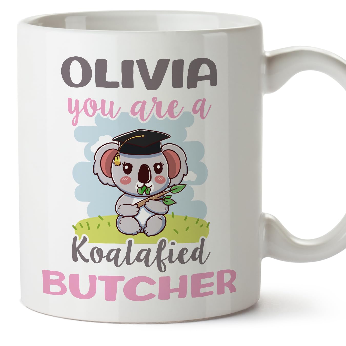MUGFFINS Personalised Mug for Butcher Woman - in English - Custom Koalafied - Funny Custom Gift for Colleagues - Ceramic 11oz Mug — image 1