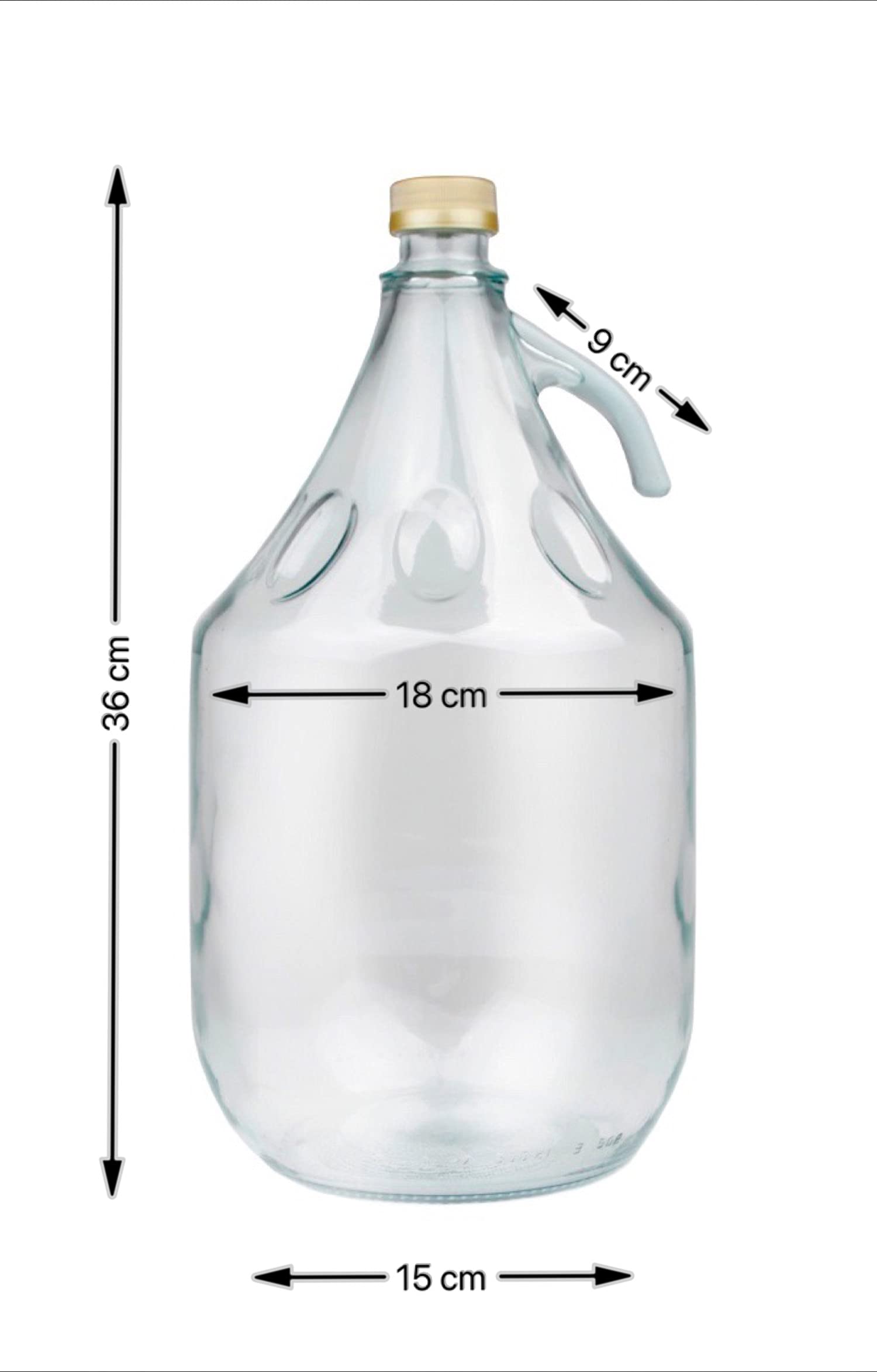 lilawelt24 6 x 5L Flasche mit Schraubverschluß + Schwefelpulver GLASBALLON Weinballon GÄRBALLON GLASFLASCHE Flasche Gallone Leere Glasflasche zum Befüllen