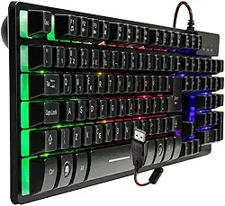 Teclado Gamer Semi Mecânico B-MAX, RGB, ABNT2, USB, Compatível com PC e PS4, Preto