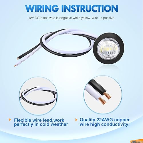 Miniatura 5 de Nilight 10 luces LED redondas de 3/4 de pulgada, indicadores laterales delanteros y traseros, lámpara de marcador de bala para camión, RV, coche