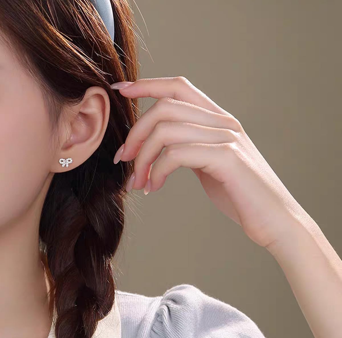 SLUYNZ 925 Sterling Silver CZ Bow Stud Earrings for Women Teens Small Bowknot Stud Earrings - Image 2