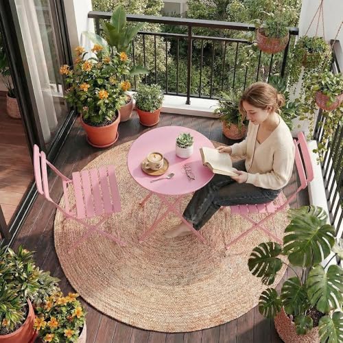 GAOMON 3-Piece Bistro Set – Steel Frame Space-Saving Folding Patio Furniture with 2 Chairs & Bistro Table, for Outdoor Patio, Balcony, Garden by GAOMON - Used condition - Image 2