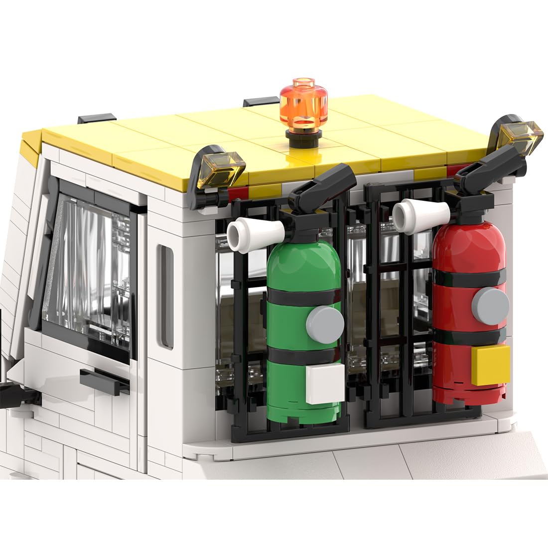 Bausteine für Flughafen Gepäckwagen, detailliertes Flughafendienstfahrzeug-Set mit Lufttank, eingezäunt, Warn- und Anzeigelichter, mechanische Geschenke für Erwachsene (936PCS)