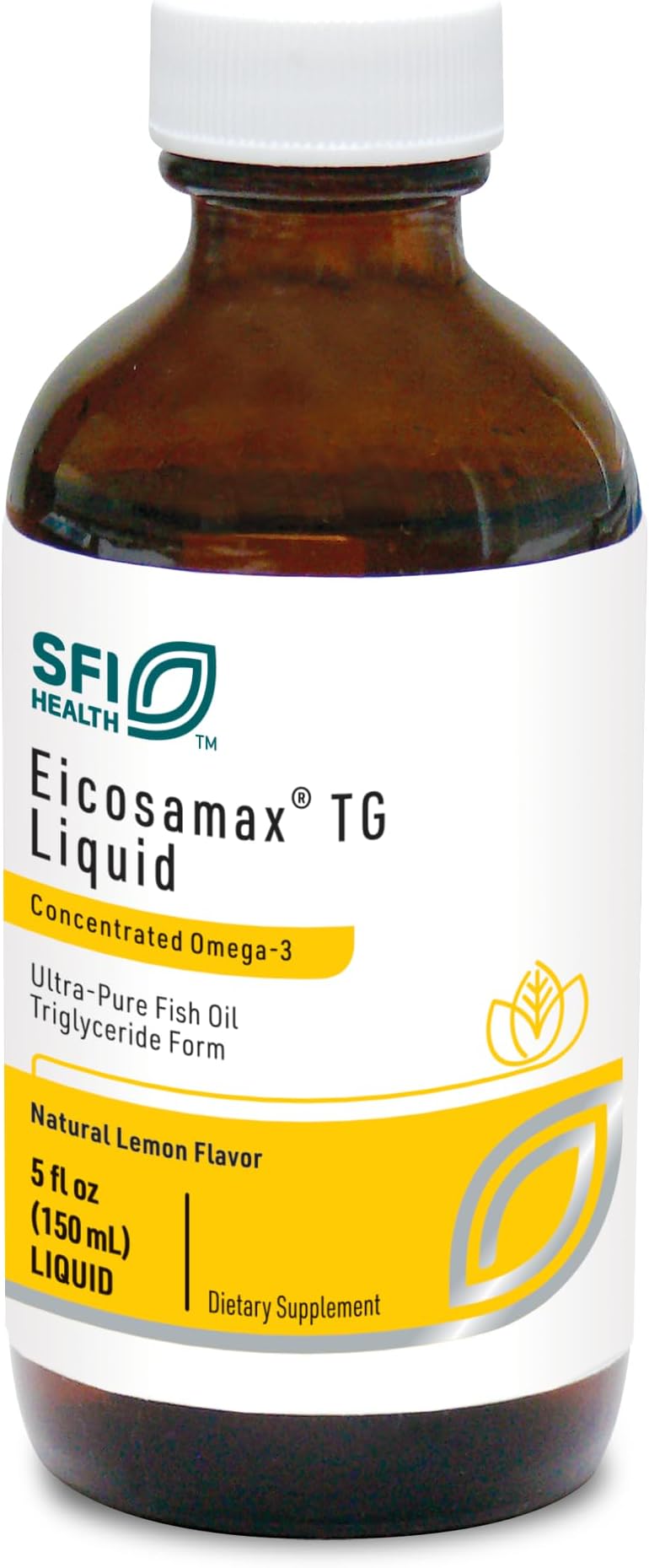Klaire Labs SFI Health Eicosamax TG Fish Oil, 30 Servings / 5 fl oz | Ultra Pure Omega-3 Fish Oil Pills with EPA / DHA, Sustainably Sourced, Natural Lemon Flavor for No Fishy Burps or Aftertaste