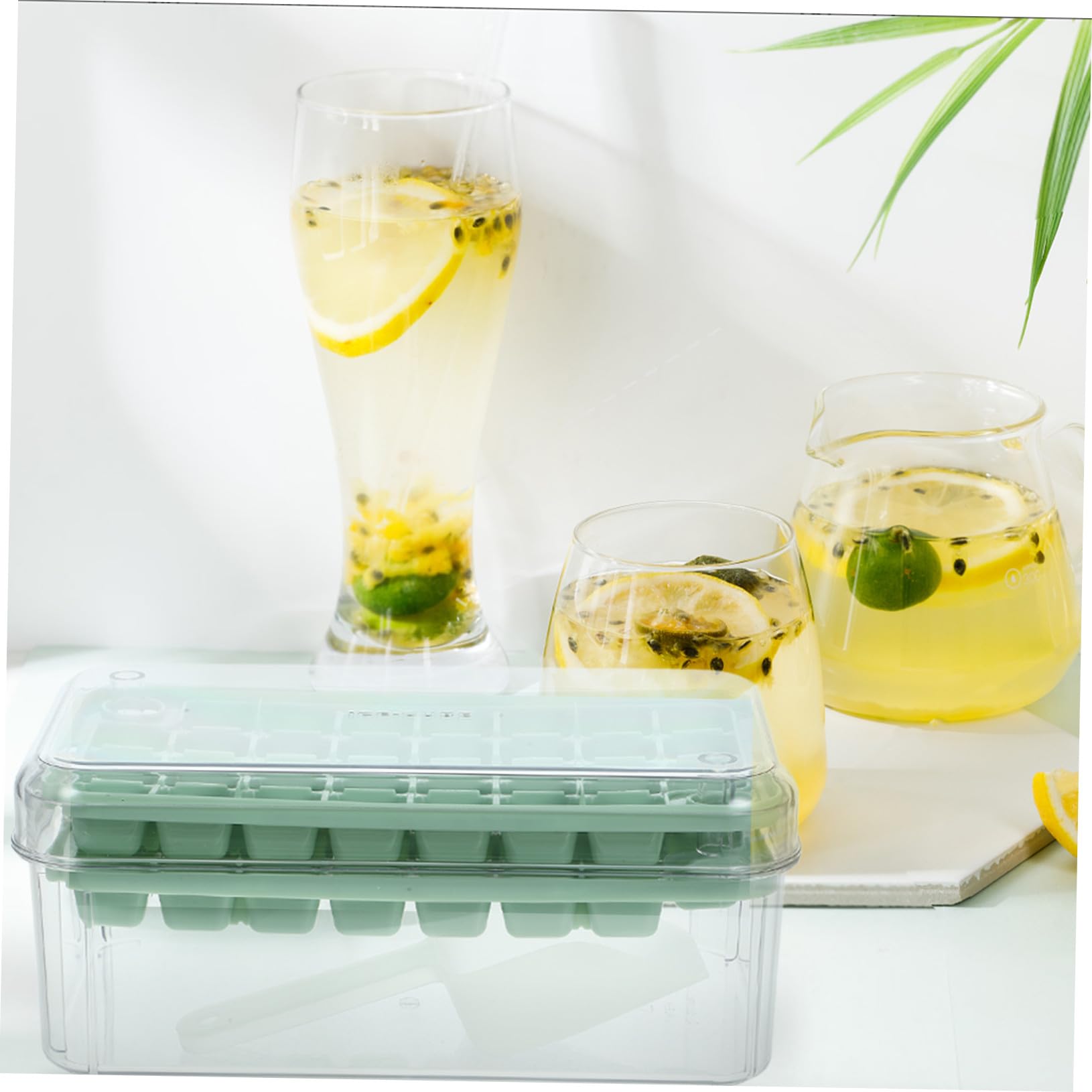 Alipis Ice Cube Tray mit Deckel und Behälter Wiederverwendbare Eiswürfelform für Gefrierschrank Einfache Entnahme für Cocktails Whiskey Kaffee Tee Doppellagig