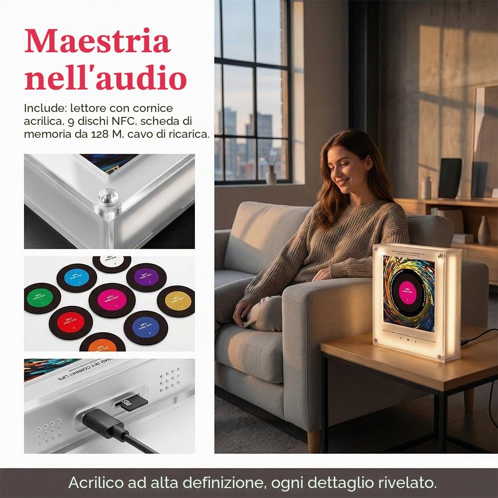 Magnete per frigorifero magnetico NFC a induzione con altoparlante cantante, confezione da 9 magneti personalizzati per frigorifero con musica, adesivi sonori programmabili intelligenti, riproduce la
