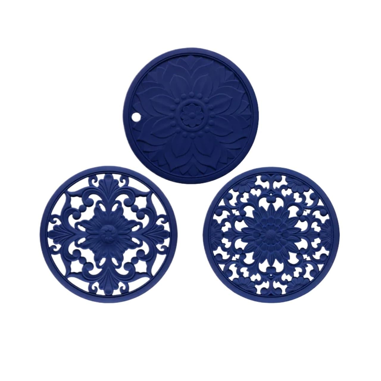 silicone trivet Table Mat, Silicone Trivet 3Pcs Multicolor 16cm 20cm Reusable Heat Placemat Kitchen Decor(16cm Blue)