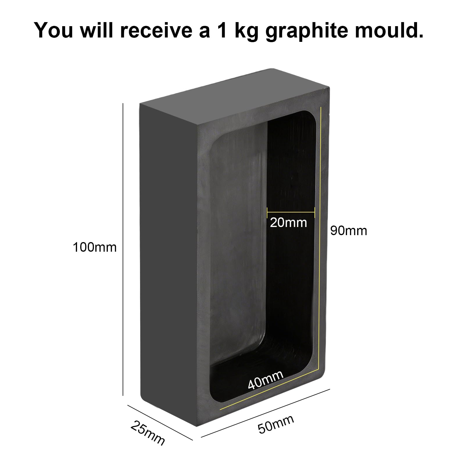 Kokille in grafite ad alta purezza, forma a barretta di grafite, oro-argento, alluminio, rame, ottone, zinco, piombo, pressofusione Confezione da 1 kg