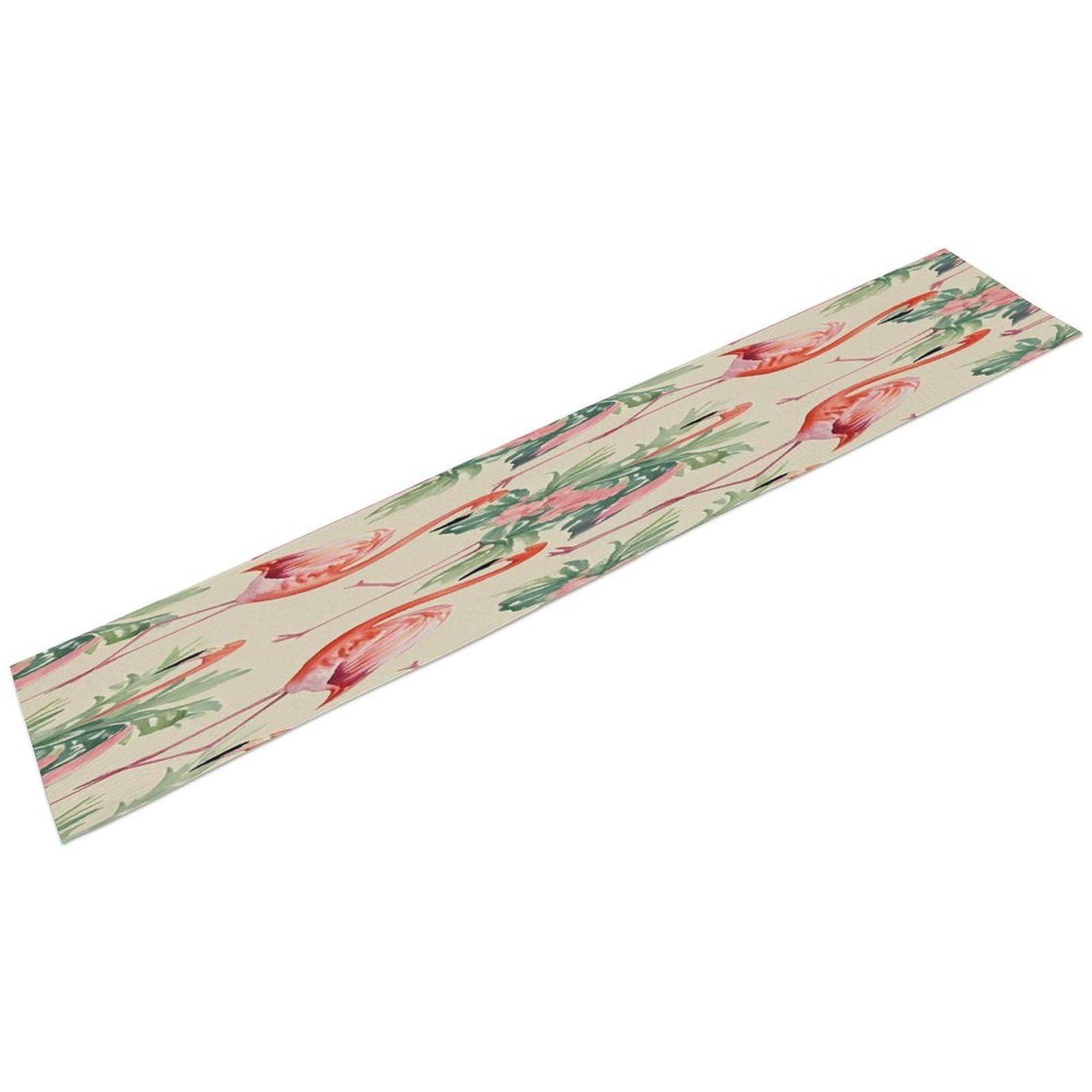 Watercolor Flamingo Table Runner Linen Long Table Runner Farmhouse Rustic Table Runners Table Decoration for Party Home Kitchen Dining Holiday Decor 13 X 72 Inch