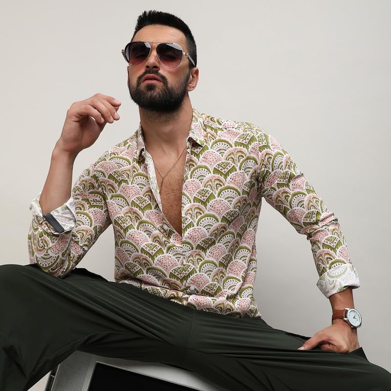 Image of CAHOOT Men's Shirt for Casual Wear | Spread Collar | Long Sleeve | Regular Fit | Button Closure | Shirts Crafted with Comfort Fit for Everyday Wear