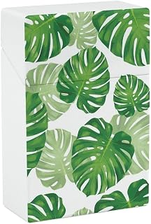 Tropical Leaves Monstera Cigarette Case Portable Cigarette Box Holder Flip Open Storage Case for Men Women