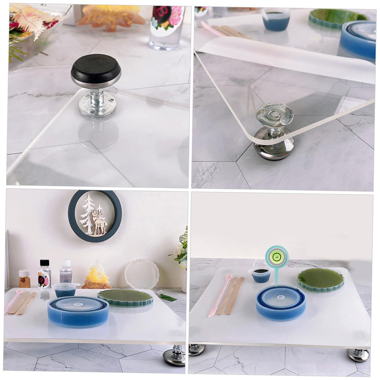 Verstellbare Nivellierplatte aus Acryl mit Höhenverstellbarer Selbstgemacht Funktion und Weißem Design für Büro und Studium zur Präzisen Epoxidharz Tischplatte
