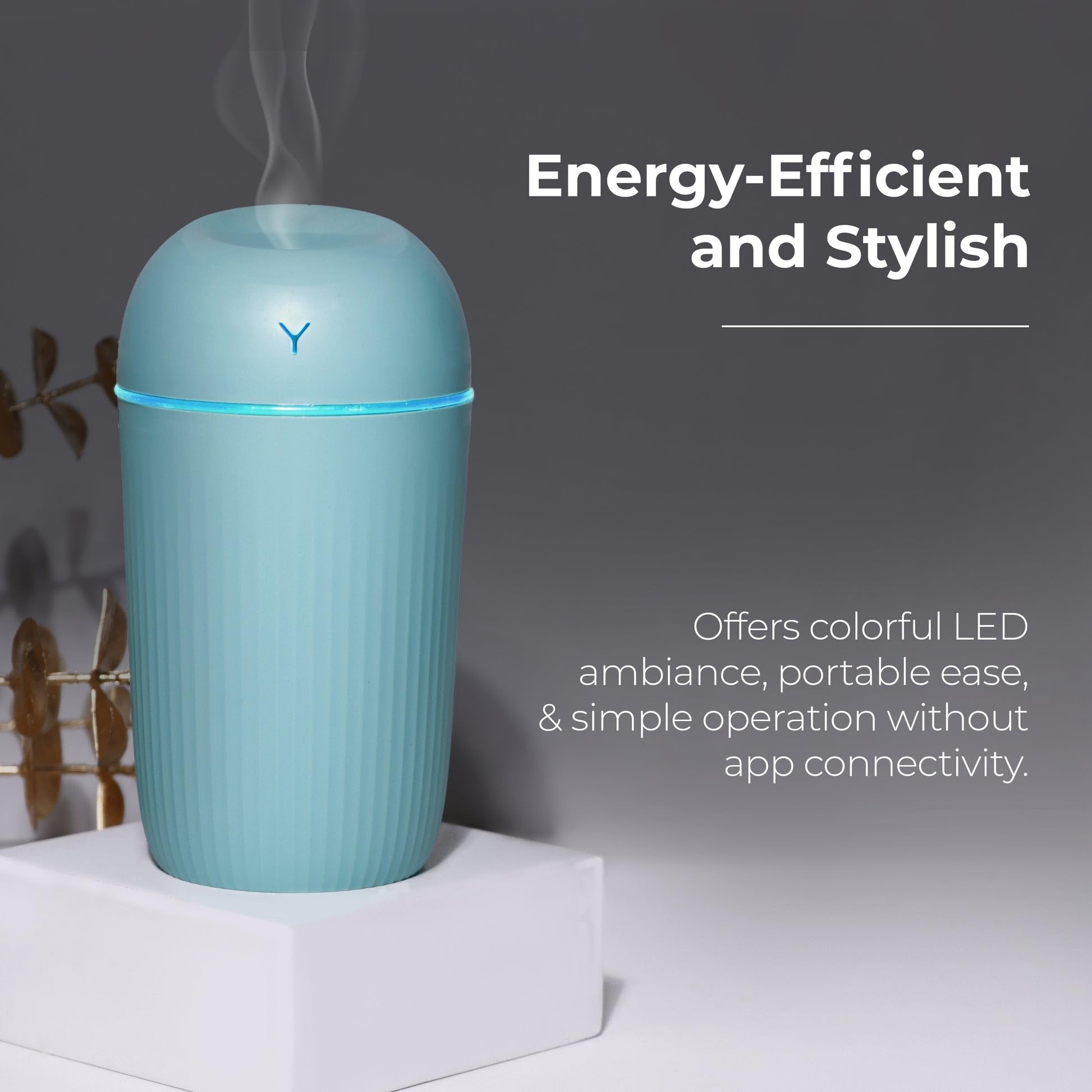 mobigon Wood Cool Mist Ultrasonic Humidifier for Room Moisture, Aroma Diffuser for Home, 400ml Essential Oil Diffuser with 7 Colorful Night Light, Auto Shut-Off, Home, Office, (Turquize)