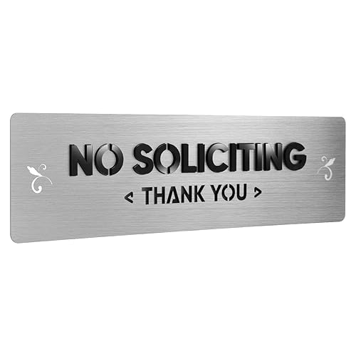 No Soliciting Sign, 304 Stainless Steel with Raised Letters, Weatherproof,