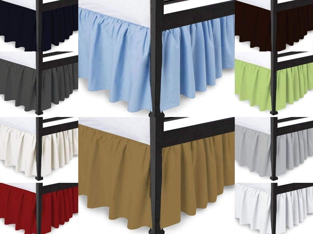 Sage Solid, Queen Size Dust Ruffled Bed Skirt, 800 Thread Count 100% Egyptian Cotton 18" inch Drop Split Corner Ruffle Bed Skirt, Wrinkle & Fade Resistant