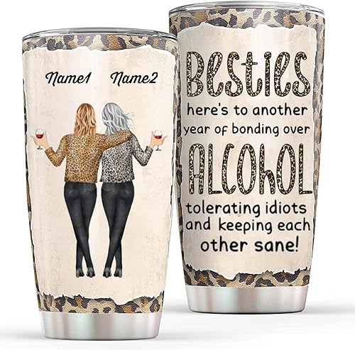 Vaso personalizado de Besties Here's To Another Year of Bonding Over Alcohol - Vaso personalizado para mejor amiga, regalo de cumpleaños para mujer, disponible en Yaxa Peru