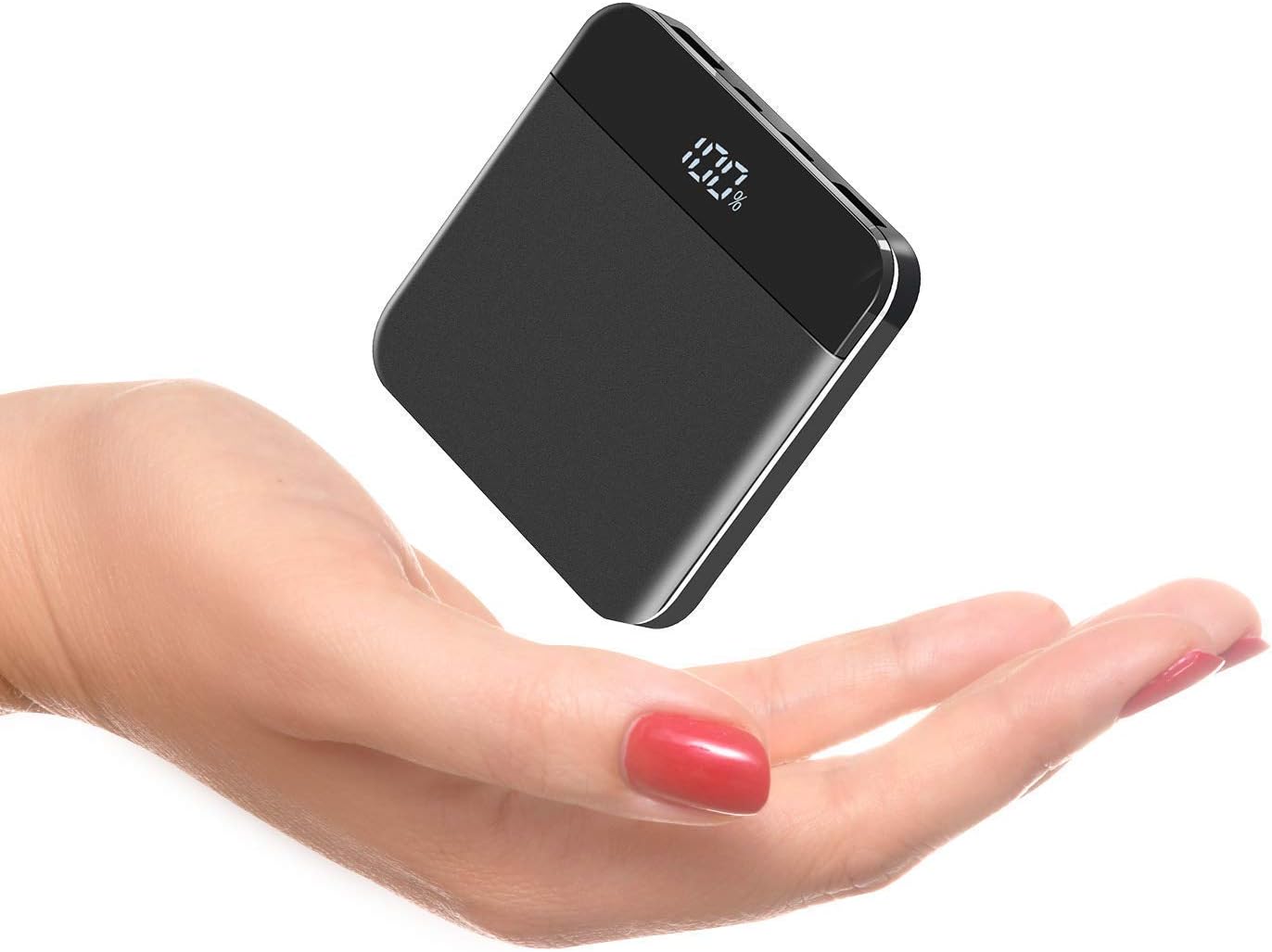 Mini Power Bank 10000mAh Portable Charger External Battery LCD Display with Built-in Input and Output Cables External Batteries Ultra-Compact High-Speed Charging Power Bank for iPhone, Android