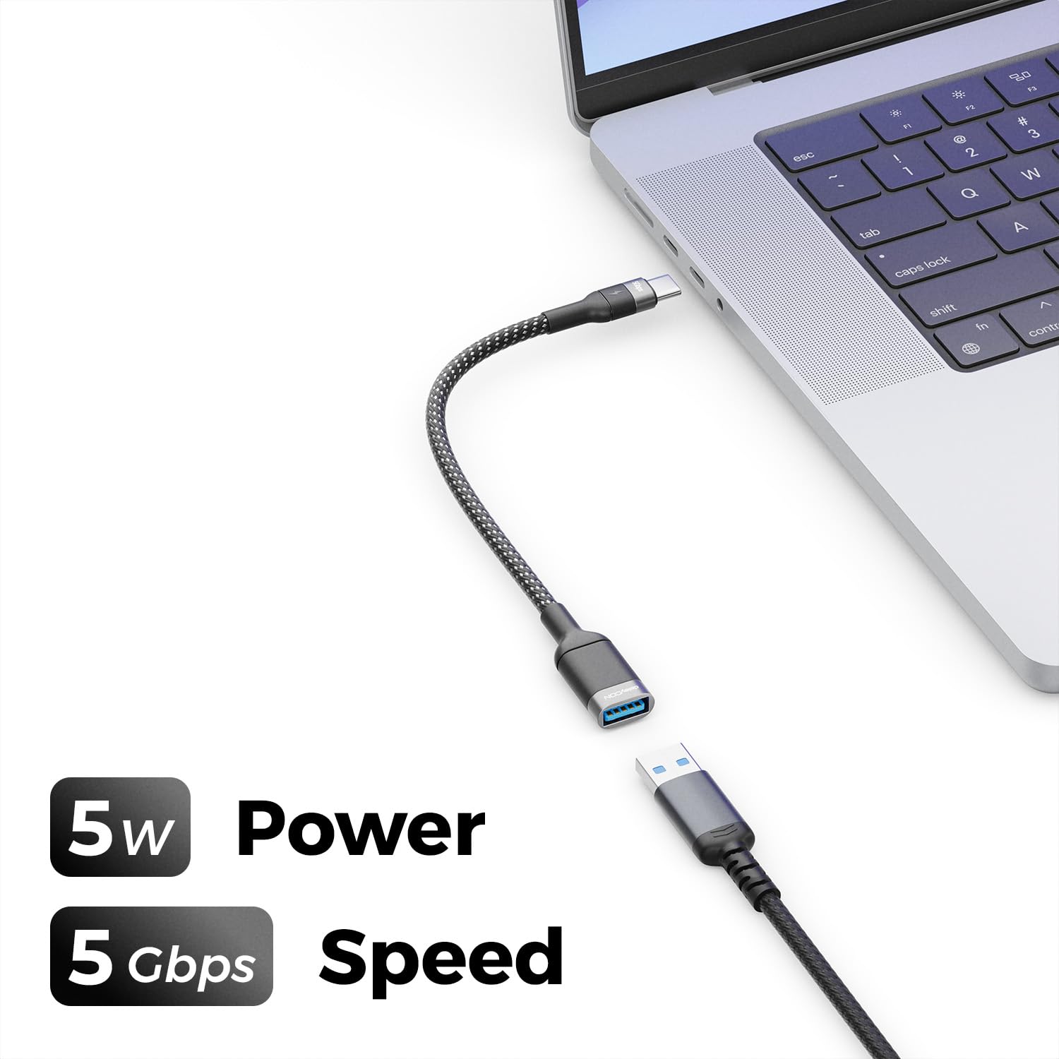deleyCON 2x Adattatore USB C a USB 3.0 OTG Tipo-C Connettore a Presa A - Collegamento per iPhone 17/16/15, Galaxy S26/S25/S24, A56, A17, A16, A26, Xiaomi, Pixel, MacBook, iPad, Notebook ecc.