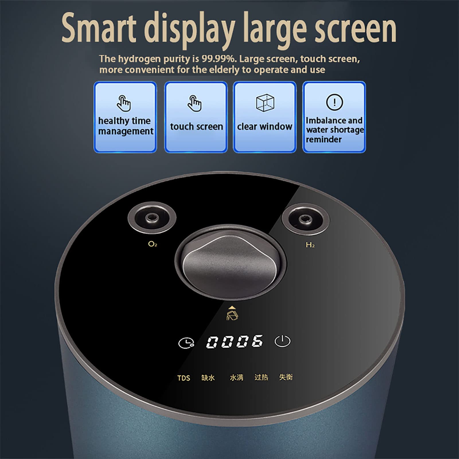 Urządzenie do inhalacji wodorowej z 150 H + 75 O (225) ml/min Dual-Output H2 Inhaler, 99,99% generator wodoru o wysokiej czystości, do Home Travel Siłownia Lotnisko(Color:B)