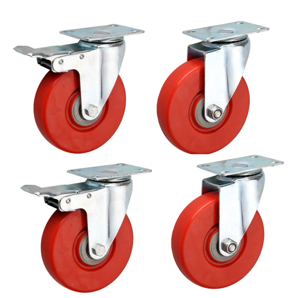 Roulettes robustes en polyuréthane de 5 pouces avec frein charge 360 kg