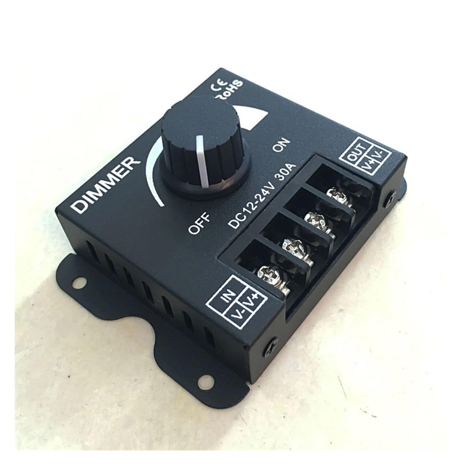 DC12V-24V LED-Dimmer 30A 360W Einstellbare Helligkeit Dimmen LED-Streifenlicht-Treiber Monochrom-Controller stufenloser Dimmer(Style 1)