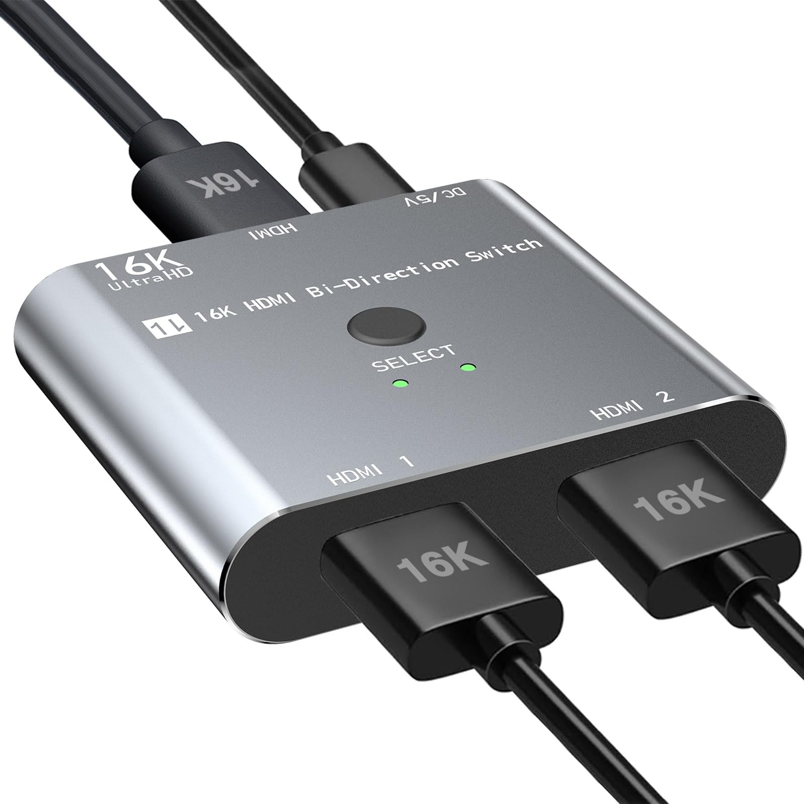 HDMI Switch 8K/16K, 2 in 1 Out HDMI 2.1 Splitter Switcher 8K@60Hz 4K@240Hz